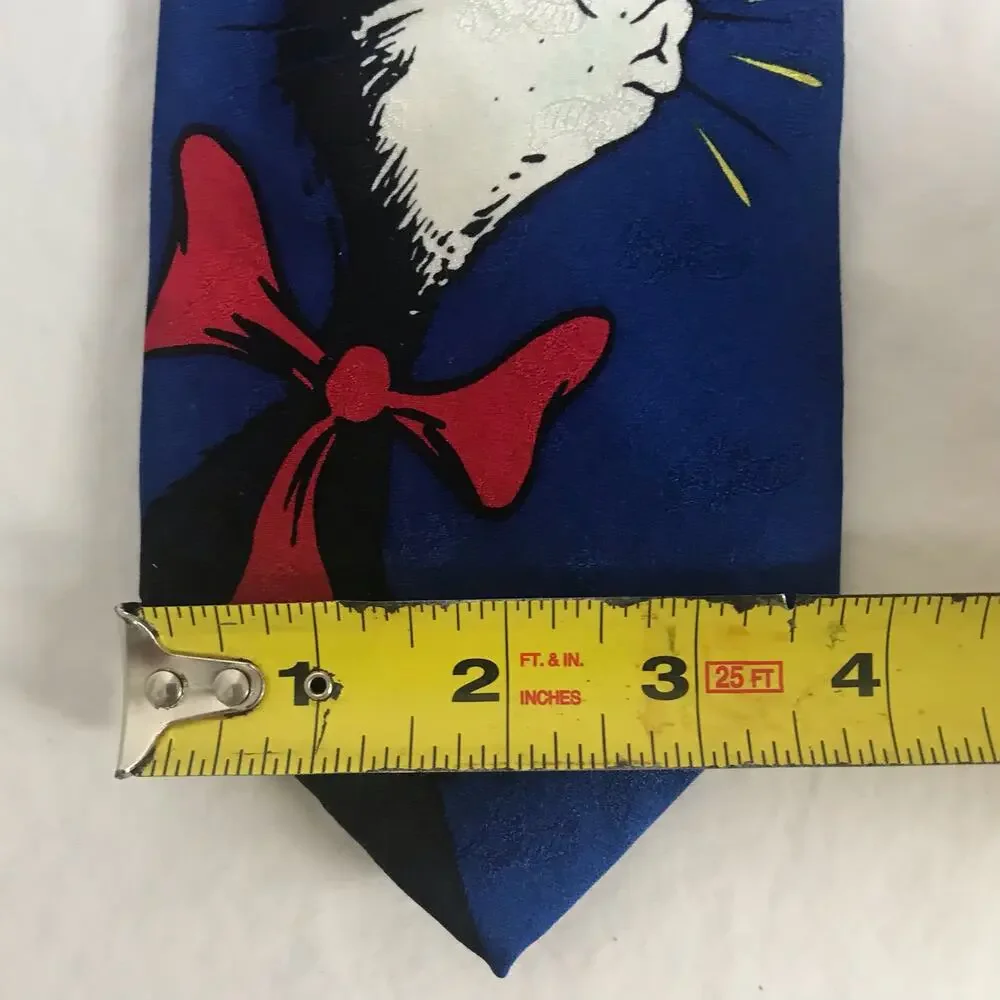 Dr. Seuss The Cat In The Hat Blue 100% Silk Christmas Mistletoe Necktie Tie